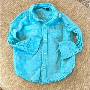Janie & Jack Aqua Button Down Toddler Shirt 2T